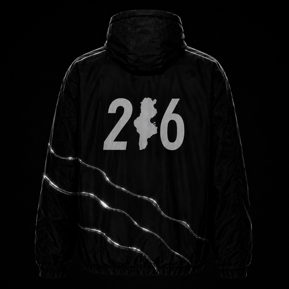 Veste Tunisie 216 noire, vue de dos de jour